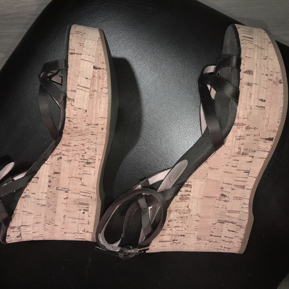 Prada Retro Stylish Brown Cork Wedge Sandals